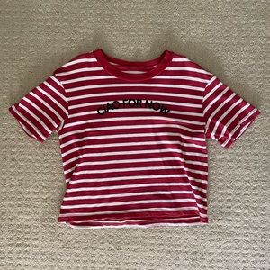 Madewell red striped “ciao for now” tshirt
